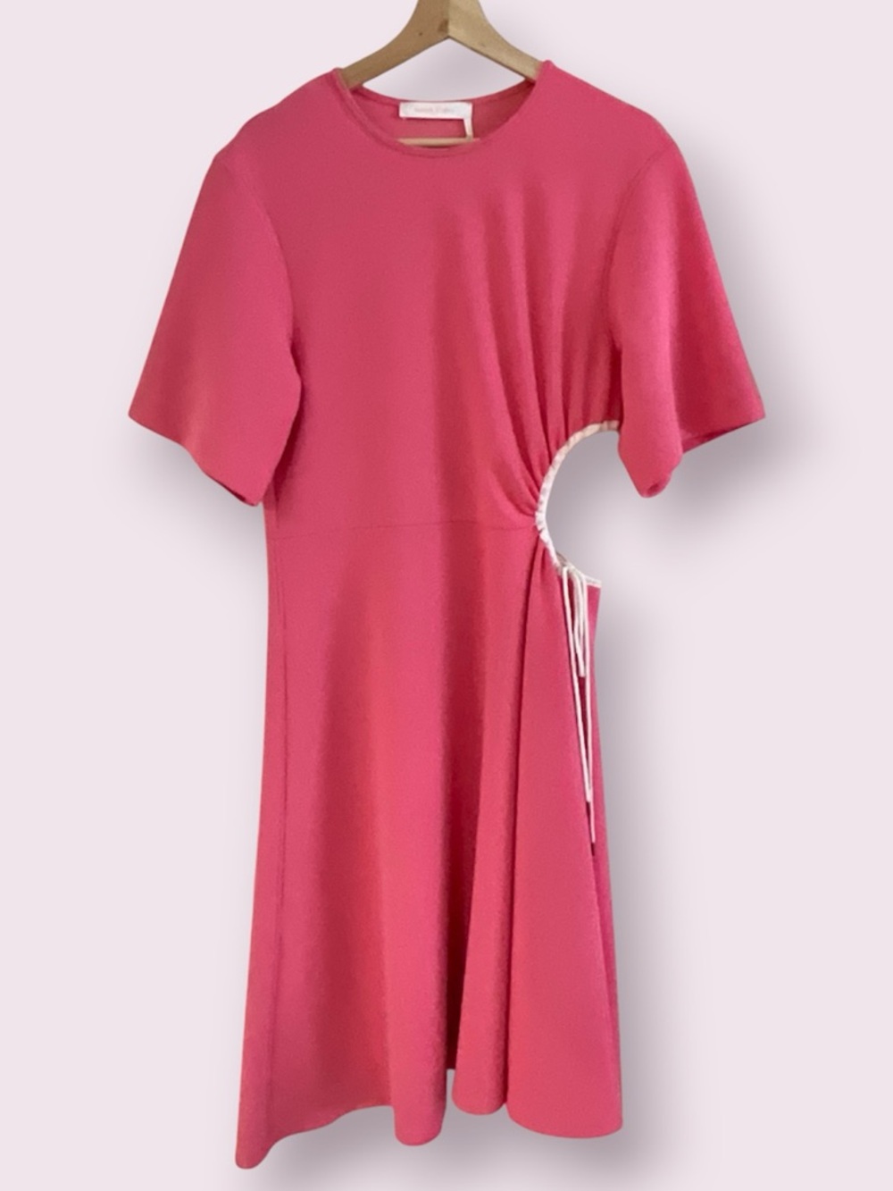 See by Chloé Cut Out Asymmetrical Pink Midi Dress - Picture 11 of 14